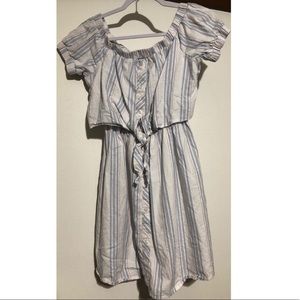 White with blue and red stripes dress